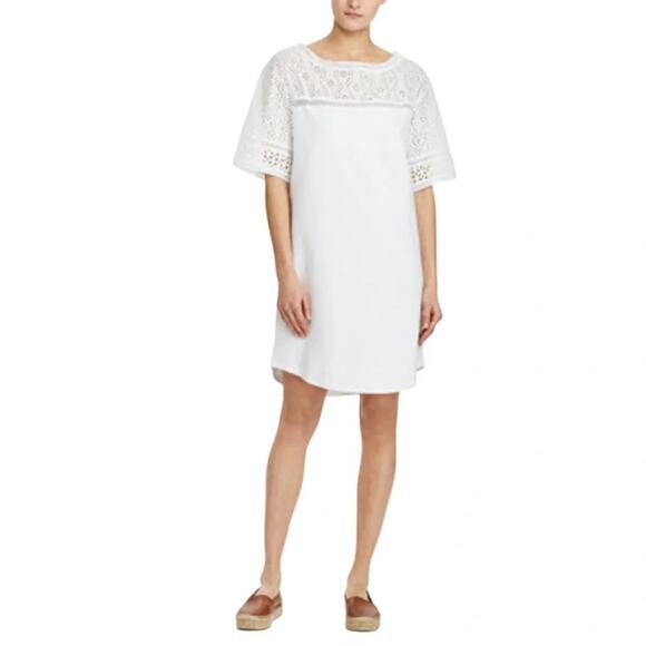 Lauren Ralph Lauren Eyelet Cotton Shirtdress Size Large NWT - Picture 1 of 7